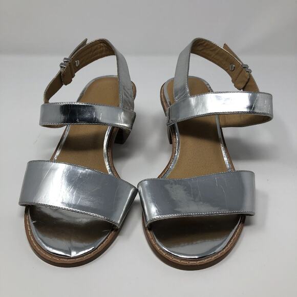 ASOS Silver Metallic Heel Sandals Block Heel Size 5 - Picture 4 of 10